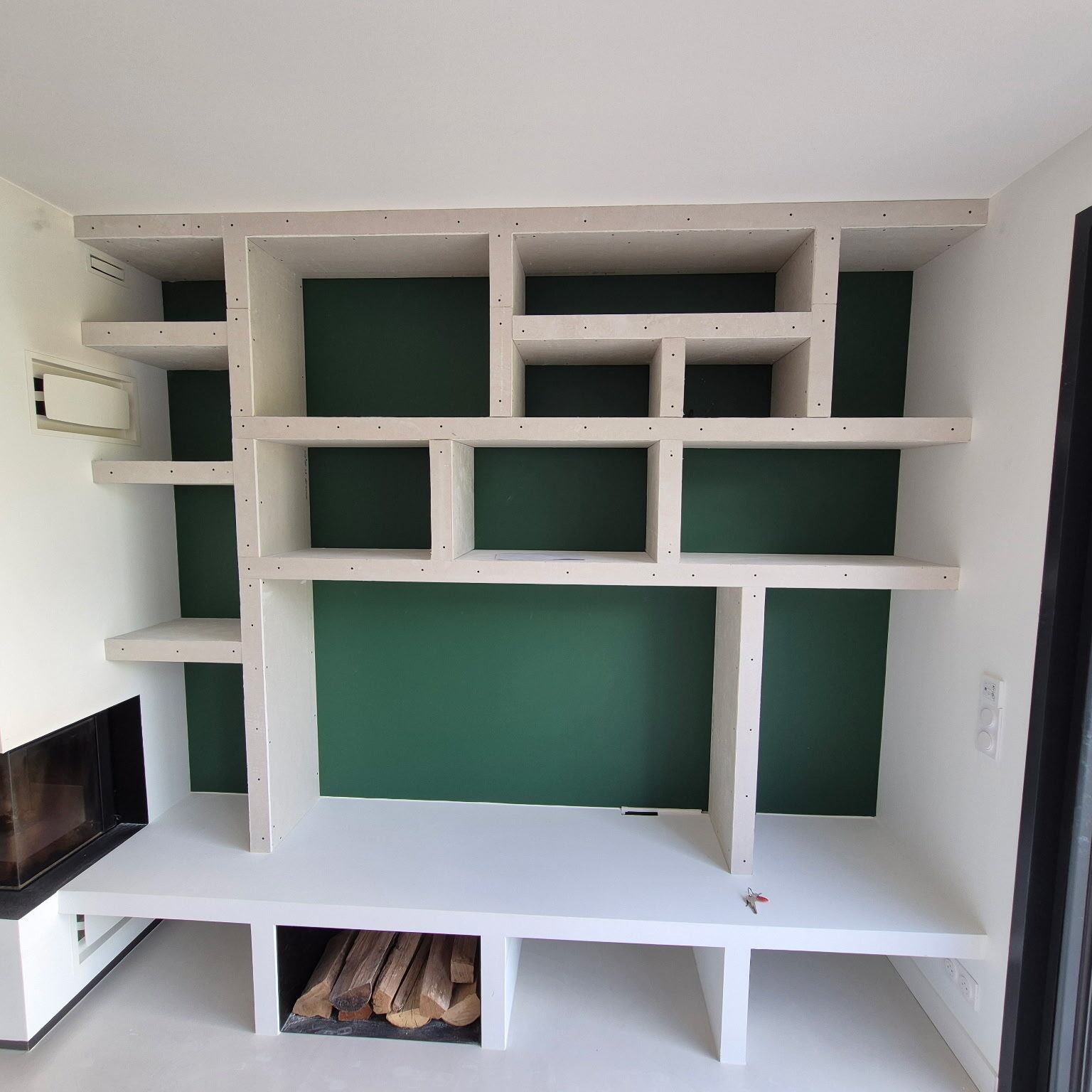 Bibliothèque en placo plâtre